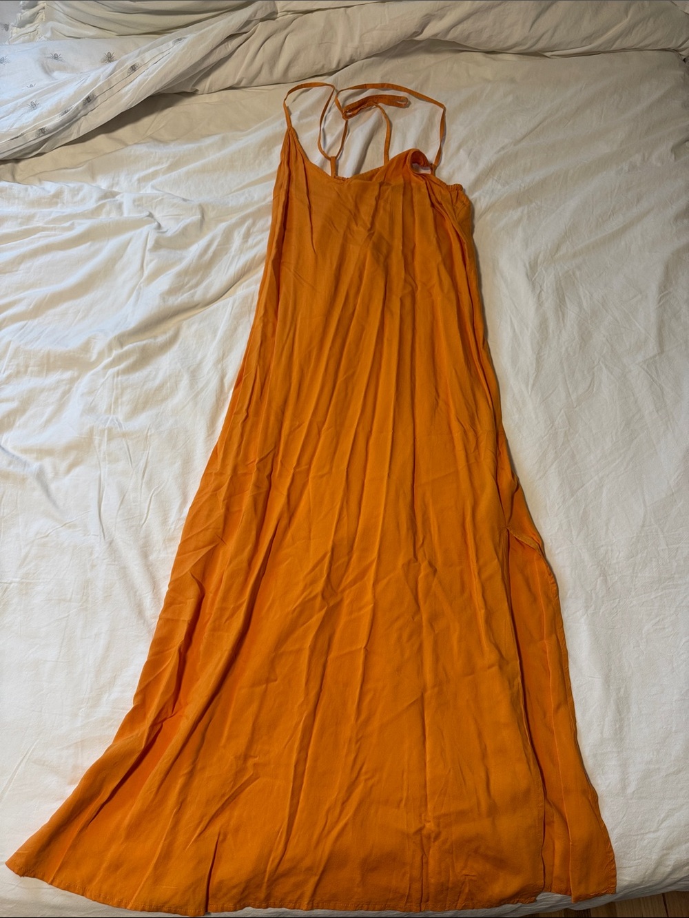 Old Navy Orange Maxi Slip Dress with Spaghetti Straps